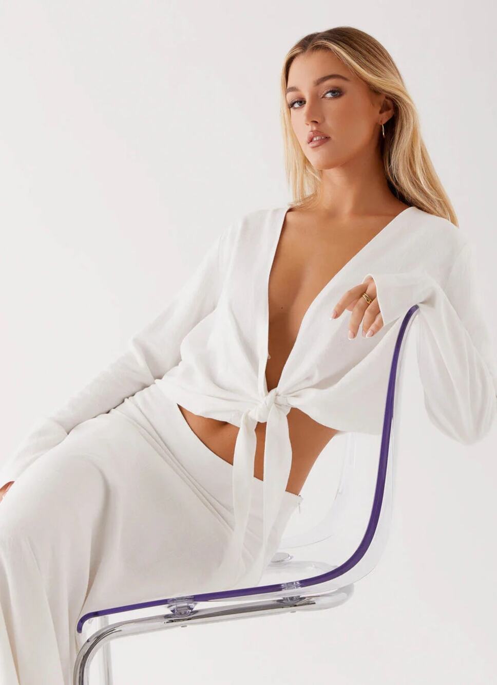 Peppermayo Parker Linen Knotted Top Size 12 White European Summer Resort NWT